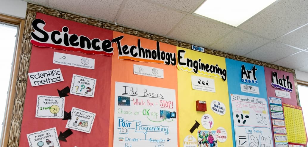 Camille Jones' STEM lab classroom wall