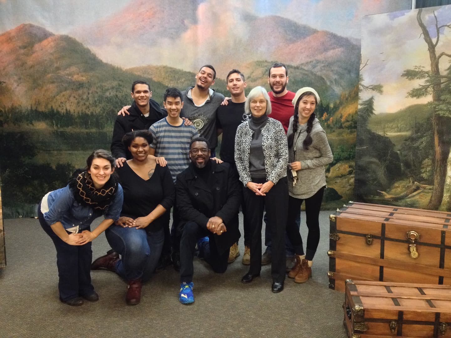 The cast of Free Boy with Associate Professor of Music and Director of Composition Stephen Newby