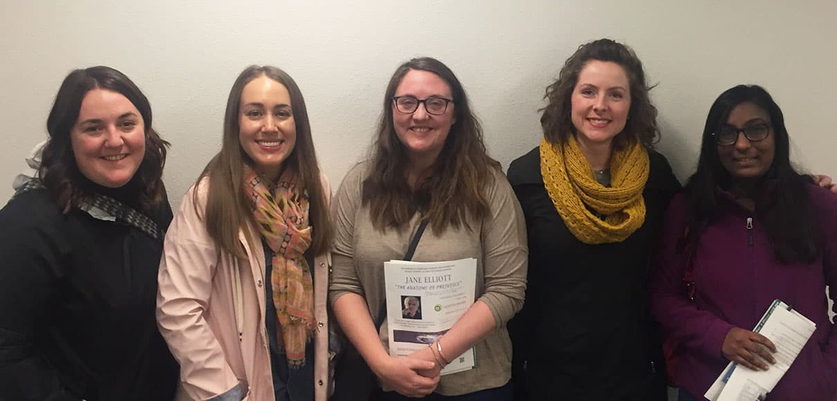 Staff pose at the Jane Elliott lecture