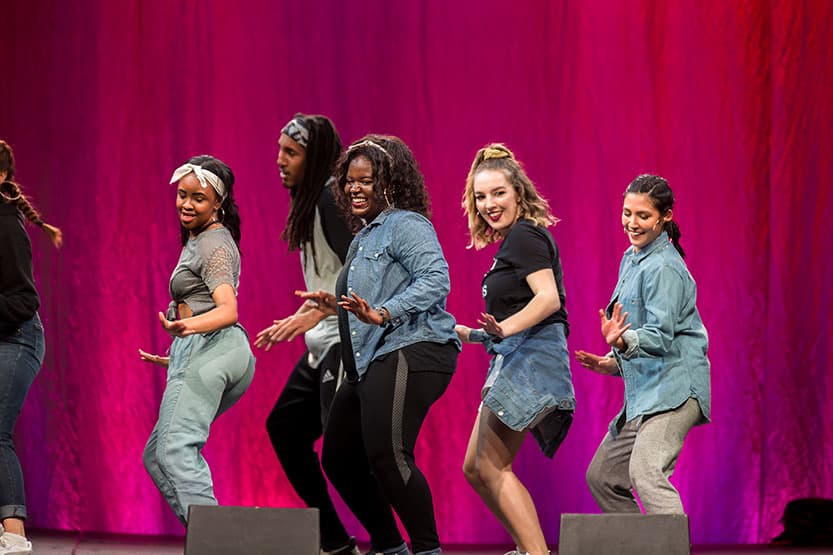 A dance group performs at the SPU Homecoming talent show