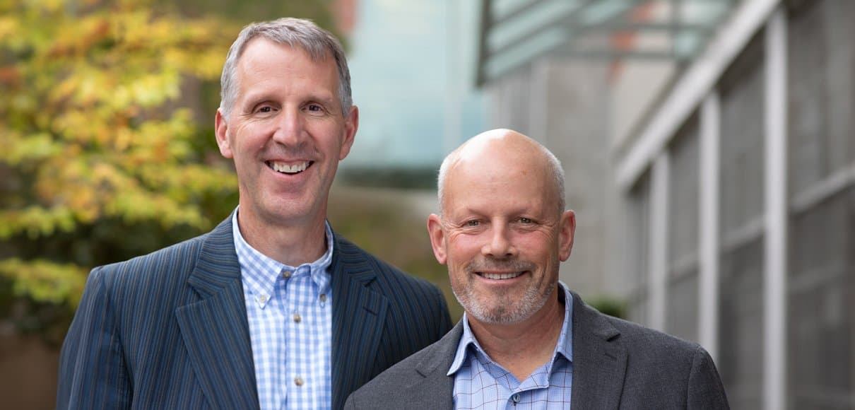 Doug Taylor and Ken Cornell standing outside