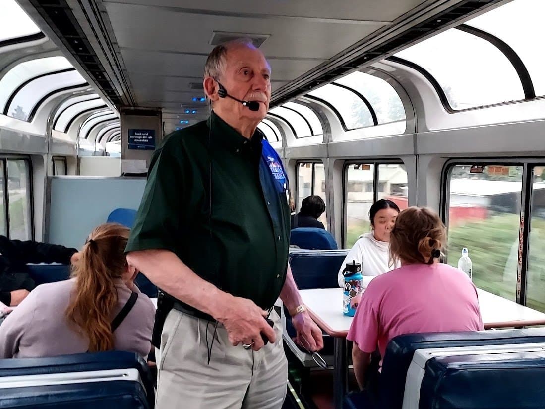 SPU Emeritus Prof. of History Bill Woodward on the train.