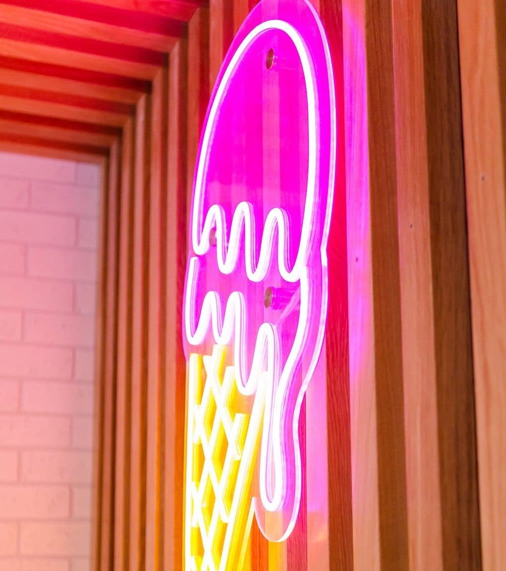 Neon sign of an ice cream cone
