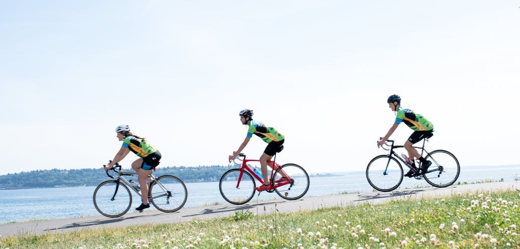 Garrett Berkey, Barrett Estep, and Kelsey Lucido cycling from Seattle to the Tri-Cities to Spokane.