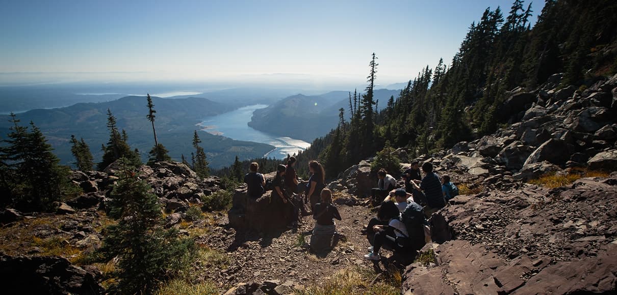 SPU Outdoor Recreation Program students beholding the view from the peak