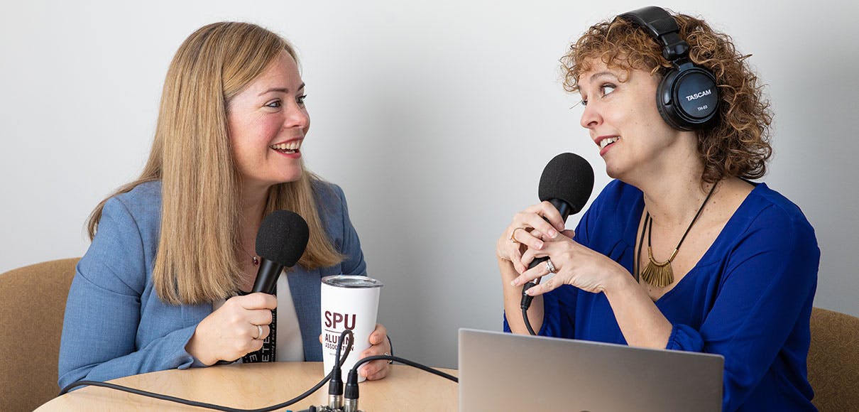 SPU Voices host Amanda Stubbert interviews Laurra McGregor for the podcast episode, “A Cheesy Family Business.”