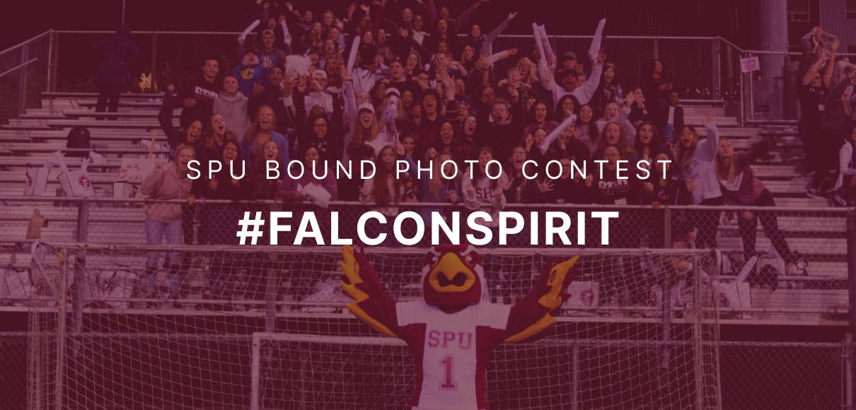 Falcon and student crowd