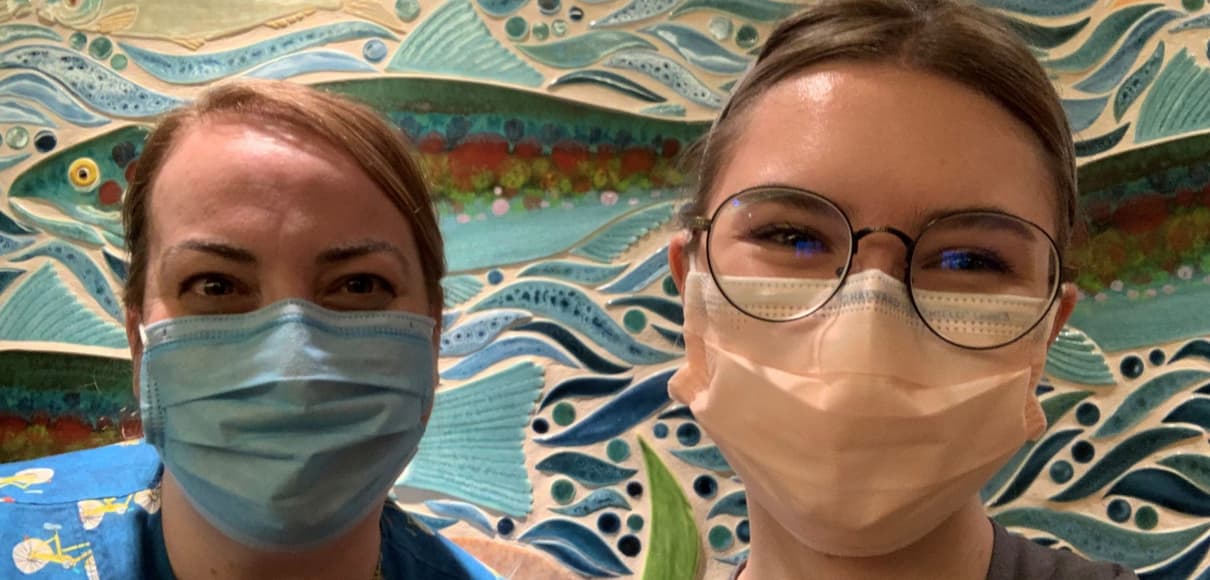 Nicole Geffrey and Emily Busha, after discovering they met 20 years ago at Mary Bridge Children's Hospital