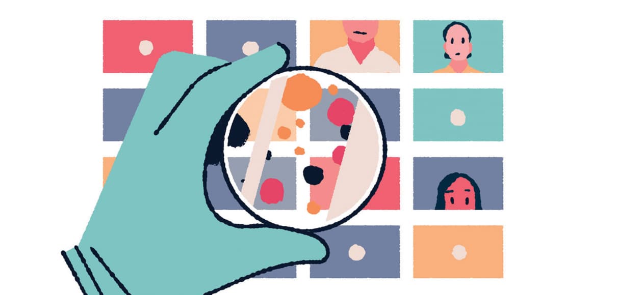 illustration of magnifying cell by Tommy Parker