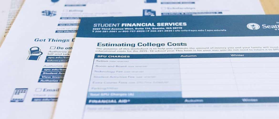 Estimating College costs form from SPU