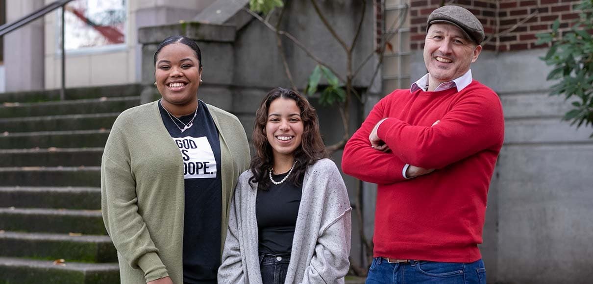 Mischa Willett and students in front of McKinley Hall